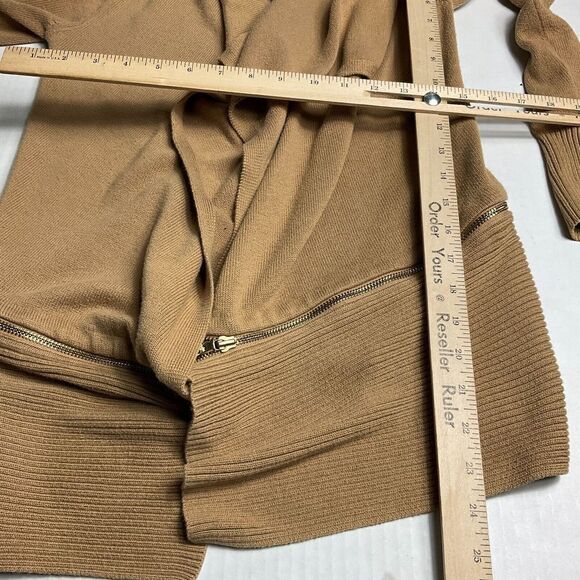 Kenneth  Cole New York Womens Open Front Cardigan Beige Zip Waist Sweater XS - Picture 4 of 11